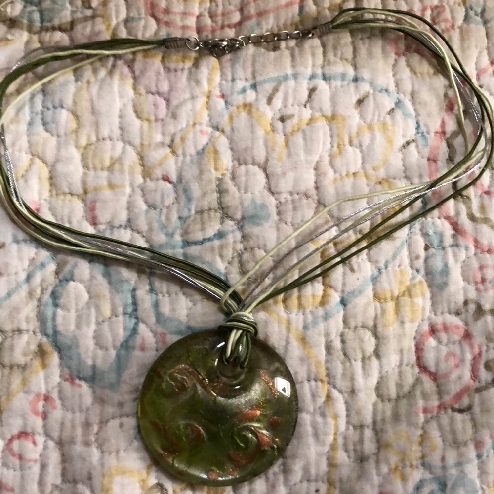 Beautiful green glass necklace